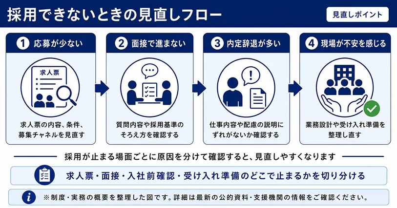 障害者雇用 採用できないときの見直しフロー